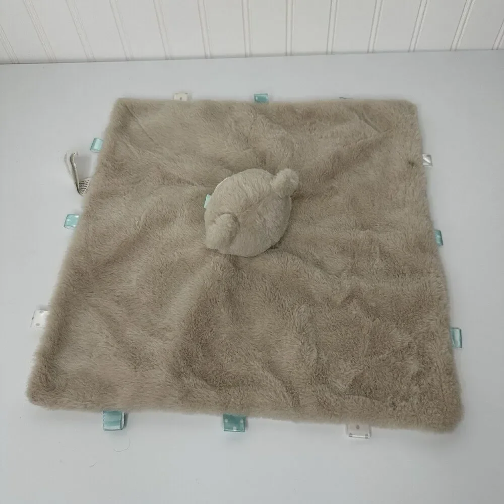 Kellytoy Brown Sleeping Bear‎ Security Blanket Baby Toddler Lovey Green Bow Soft